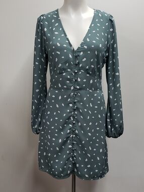 Abercrombie & Fitch Buttoned Through Dress Women's Medium V Neck Defined Waist